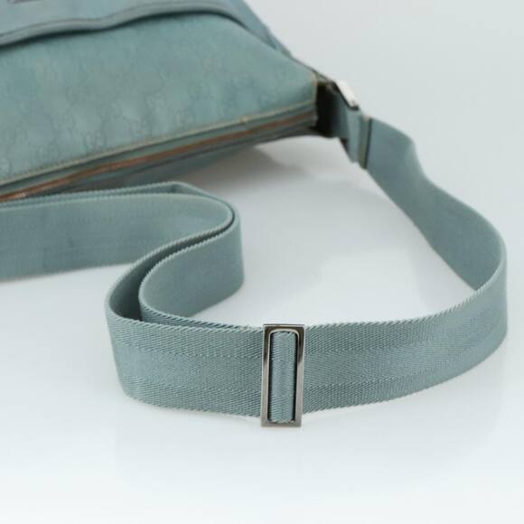 GUCCI GG Canvas Guccissima Shoulder Bag Turquoise Blue - Picture 7 of 13
